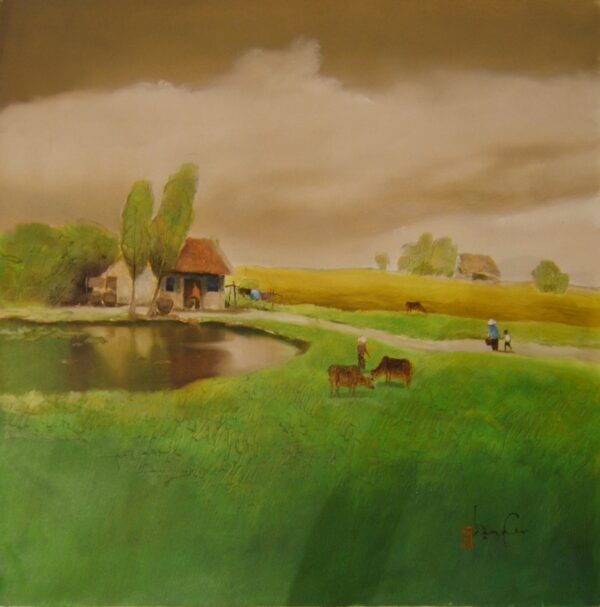 116.my village in green-70x70 (Sold)