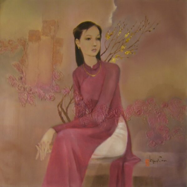 117.young girl and apricot blossom I-70x70 (Sold)