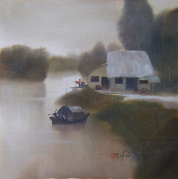 55-Som mai -Early morning in Mekong delta 60x60 (Sold)