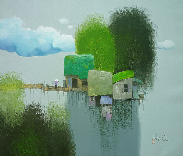 DC356 Phong canh mien Tay III-Landscape in Mekong Delta III 60X70 cm (Sold)