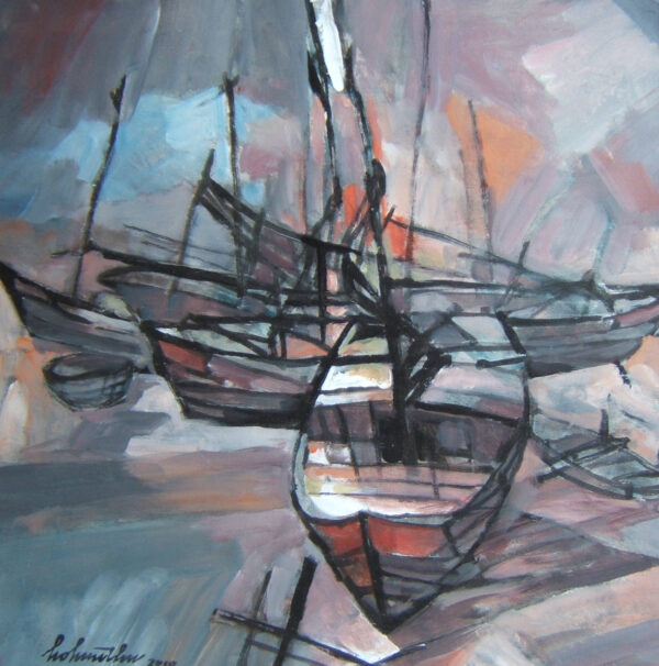 0.HHT17-Ben thuyen-The port 75x75 cm